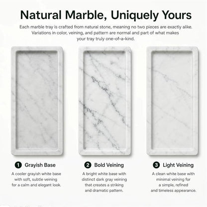 Marble Tray, Stone Bathroom Tray for countertop, Small White Marble Vanity Tray for Perfume, Skincare & Bathroom Accessories