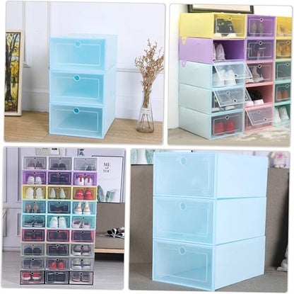 LABRIMP 6pcs Stackable Shoe Storage Boxes Cardboard Organizers Box for Shoes Case Home Office Storage
