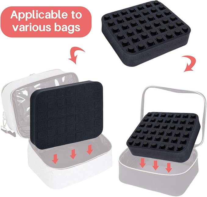 Essential oils Organizer Holder Foam Pad with Slots, Holds 42 bottles of 10ml、15ml Bottles, Removable Dividers，Black
