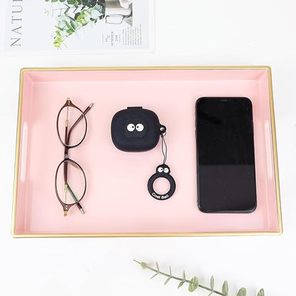 Spsyrine Pink Bathroom Vanity Tray with Handles for Dresser Tops, Countertop, Perfume Decorative Tray, 11.8” * 7.87” *1.37”
