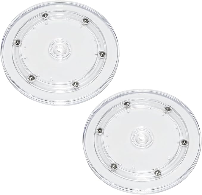 2 Pcs Clear 6 inch Acrylic Lazy Susan Rotating Turntable Organizer Bearings - Round Swivel Plate for Spice Rack, Table, Cake, Kitchen Pantry