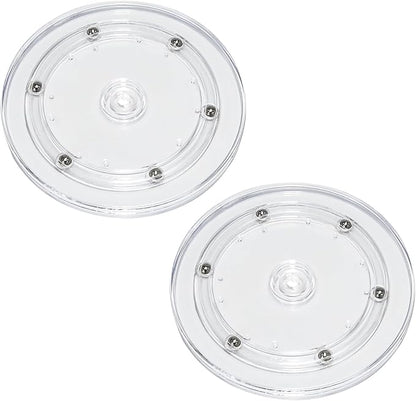 2 Pcs Clear 6 inch Acrylic Lazy Susan Rotating Turntable Organizer Bearings - Round Swivel Plate for Spice Rack, Table, Cake, Kitchen Pantry