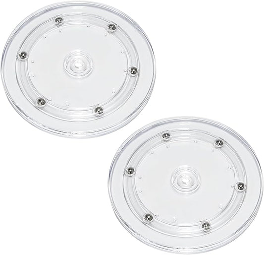 2 Pcs Clear 6 inch Acrylic Lazy Susan Rotating Turntable Organizer Bearings - Round Swivel Plate for Spice Rack, Table, Cake, Kitchen Pantry