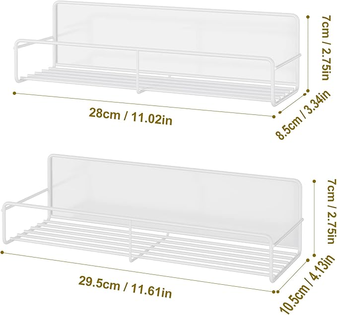 Mystozer 4 Pack Magnetic Spice Rack Organizer, Space Saver for Refrigerator and Microwave Oven, Metal Fridge Shelf Seasoning Rack Magnetic Fridge Organizer Magnet Shelf(White)