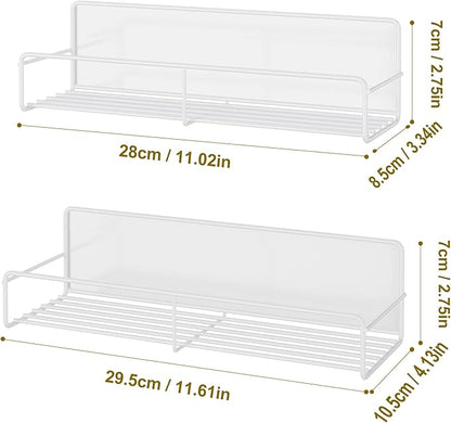 Mystozer 4 Pack Magnetic Spice Rack Organizer, Space Saver for Refrigerator and Microwave Oven, Metal Fridge Shelf Seasoning Rack Magnetic Fridge Organizer Magnet Shelf(White)