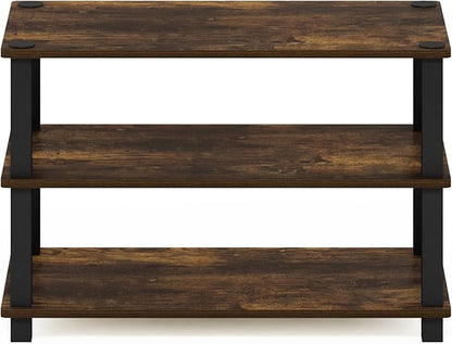 Furinno Turn-S-Tube 3-Tier Shoe Rack, Amber Pine/Black