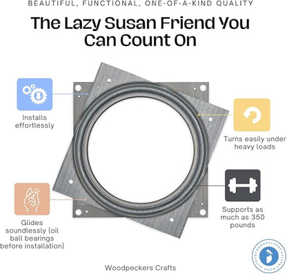 Lazy Susan Hardware, 4 inch, 350 lbs. Load Capacity, Pack of 5 Steel Lazy Susan Turntable Ball Bearing, by Woodpeckers