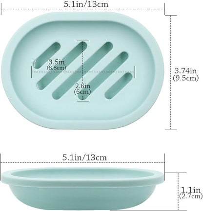 Topsky 2-Pack Soap Dish with Drain, Soap Holder, Soap Saver, Easy Cleaning, Dry, Stop Mushy Soap (Green)