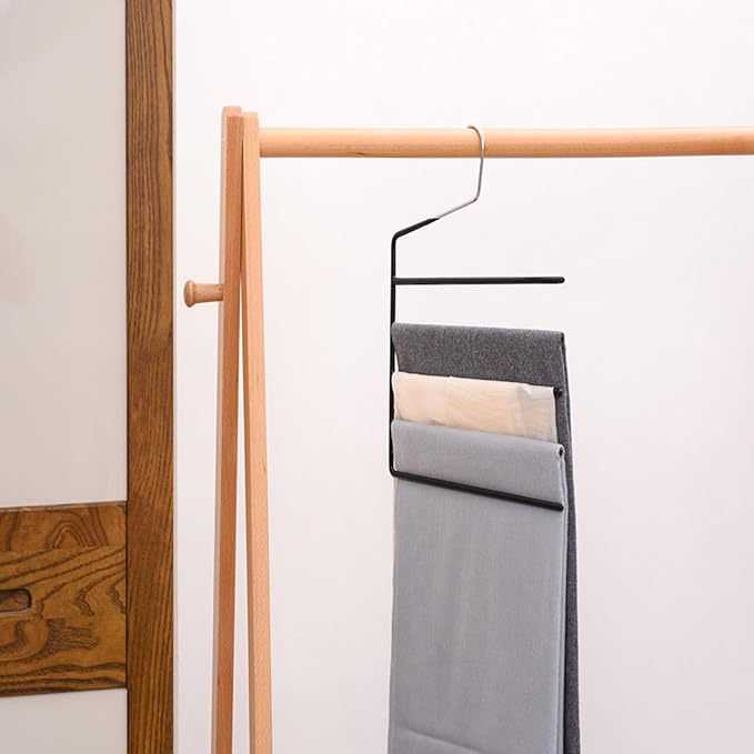 3Pcs 13x14 Inch Pants Hangers 5 Tier High Manganese Steel Space Saving Hangers with PVC Wrap E-Shaped for Tie Belt Scarf