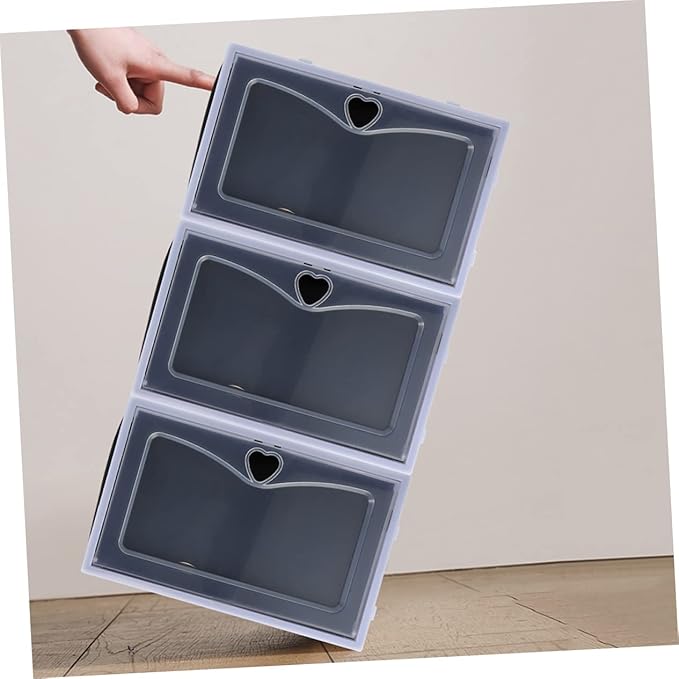 Unomor 6pcs Storage Boxes for Shoes Flip Shoe Organizers Sneaker Storage Containers Black