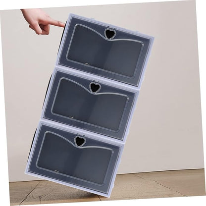 Unomor 6pcs Storage Boxes for Shoes Flip Shoe Organizers Sneaker Storage Containers Black