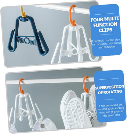 3pcs Rotating Multi-Function Shoe Drying Rack Foldable Hanging Organizer for Sandals Slippers Space-Saving Design Double Hooks for Home Use