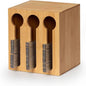 ANBOXIT Bamboo Utensil Dispenser for Spoons and Forks, Plastic Utensil Holder Station with 3 Compartments, Plastic Silverware Dispenser, Cutlery Organizer for Party, Wedding, Church and Breakroom