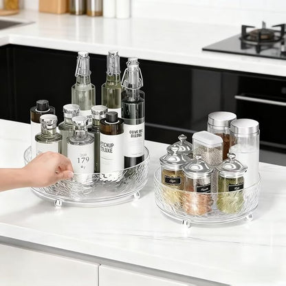 360° Rotating Makeup Organizer, 9" Clear Perfume Organizer Turntable Lazy Susan for Vanity, Pantry, Bathroom Counter, Cabinet, Spinning Cosmetic Storage Holder for Skincare, Perfume, Lotions