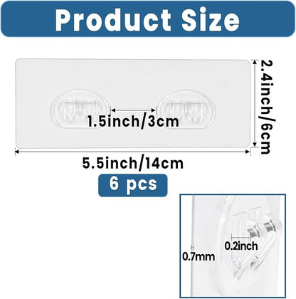 6 Pack Shower Caddy Adhesive Replacement, Shower Shelf Strong Adhesive Hooks, No Drilling, Transparent WaterProof Strips for Bathroom Shelves and Soap Holder