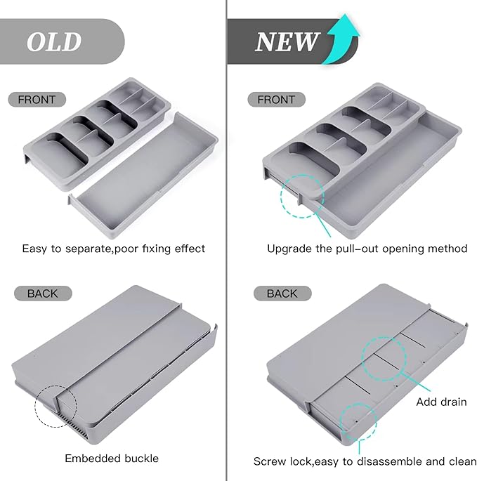 Silverware Organizer Storage Tray,Cutlery Expandable Organizer for Kitchen Drawer Holding Flatware Spoons Forks