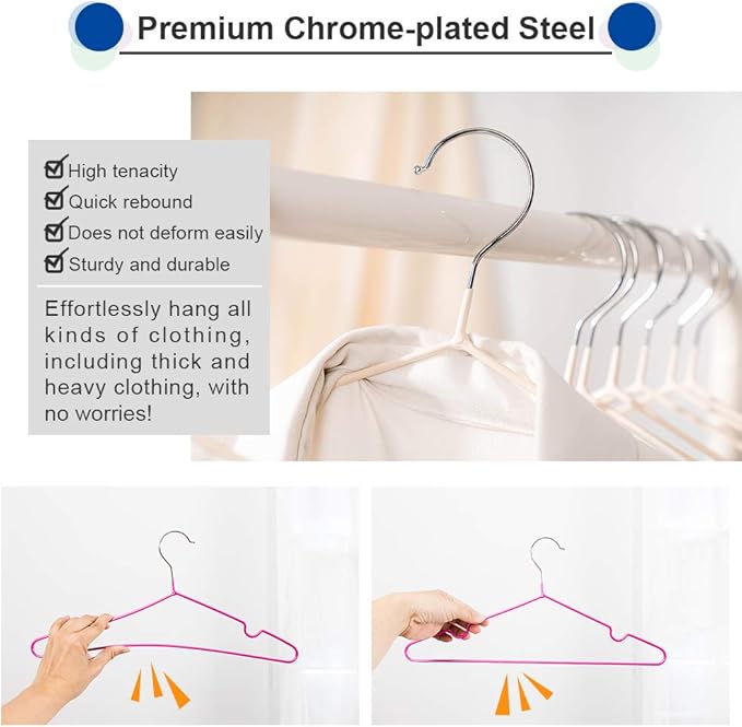Lomani Colored Steel Clothes Hangers,60-Pack Random Color, Non Slip, Durable Heavy Duty, Coat & Suit Hangers Space Saving Adult