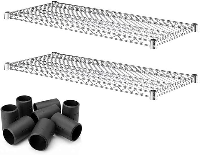 2 Pack Chrome Additional Wire Shelf for 18" x 42" Shelving Units, Replacement Shelves for Wire Rack