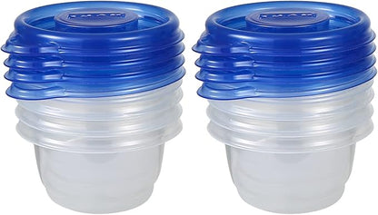 Glad GladWare Mini Round Food Storage Containers with Lids, Small BPA Free Reusable Plastic Snack Containers with Lock Tight Seal for Lunch, Portion Control, and On the Go, 4 Oz, 8 Count