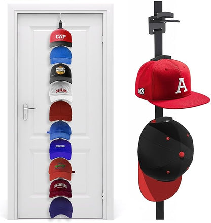 Hat Organizer for Baseball Caps, Over the Door Hat Rack with 10 Display Hooks and Hanger, 2-Way Hanging Hat Storage and Hat Holder for Bedroom, Entryway or Garage Doors – 1 Pack