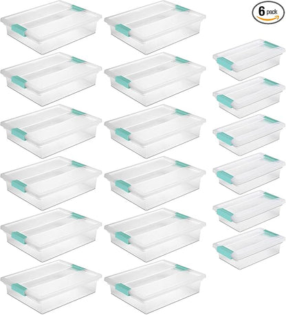 Sterilite 12 Pack Large Clip and 6 Pack Small Clip Plastic Storage Organizer Bins