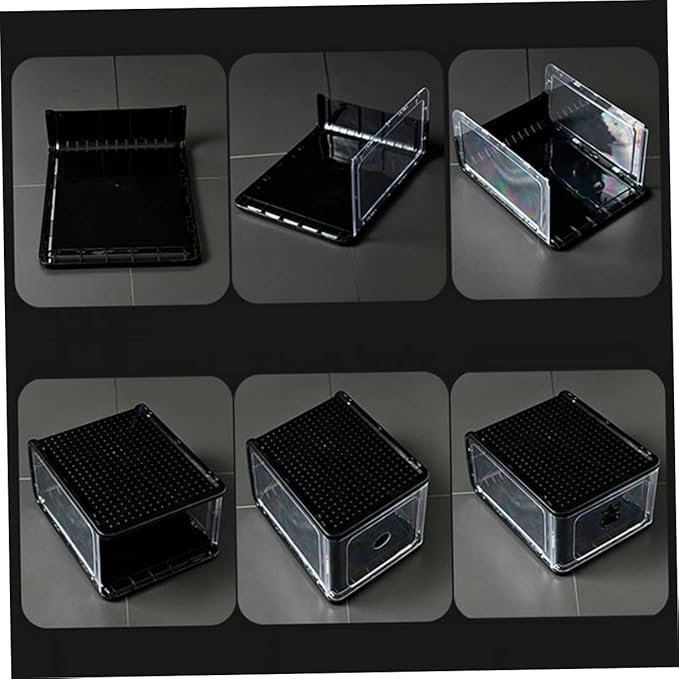 Outanaya 5pcs Shoe Storage Bin Foldable Plastic Shoe Boxes Breathable Loop for Easy Access