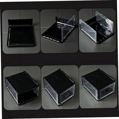 Outanaya 5pcs Shoe Storage Bin Foldable Plastic Shoe Boxes Breathable Loop for Easy Access