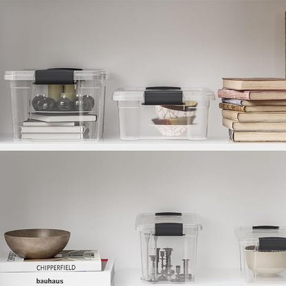 Superio Deep Storage Organizer Bin with Lid X-Deep Small Clear Storage Box with Latch for Home, Kitchen, Garage- Store, Food, Supplies, and Hair Accessories (4.75 Quart)