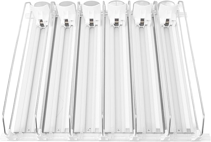 Drink for Fridge Slide Rail Can Dispenser Holds 6 Rows of Soda Beer Beverages Easy Loading System with Dampener Glide for Stable Push No Tools Assembly