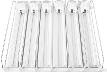 Drink for Fridge Slide Rail Can Dispenser Holds 6 Rows of Soda Beer Beverages Easy Loading System with Dampener Glide for Stable Push No Tools Assembly