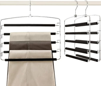 TOPIA HANGER Pants Hangers Space Saving, 3-Pack Swing Arm Pants Organizer for Closet, Non-Slip Foam Padded Organizer Hanger for Multi Slacks, Jeans, Trousers, Skirts, Scarfs (Black)-CT27B