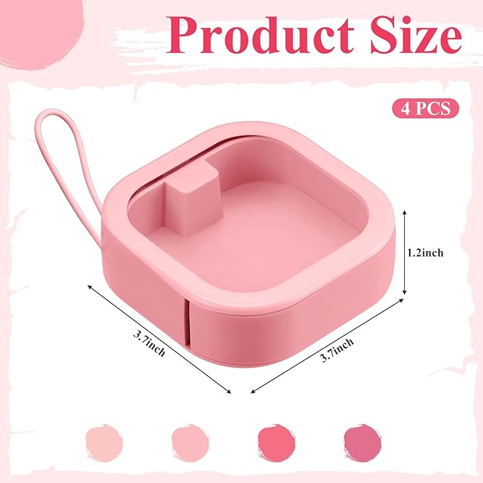 Kathfly 4 Pcs Pink Color Hair Tie Organizer Portable Hair Accessory Storage Containers Stackable Tie Bobby Pin Holder Home Cotton Swab Dispenser Accessories Jewelry Organizer Box