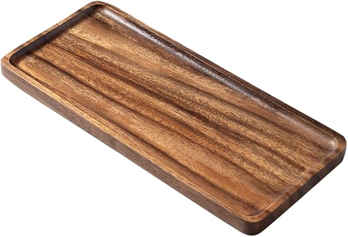 Bathroom Long Vanity Trays, 1PCS Wooden Toilet Tank Storage Tray, Farmhouse Wood Tray Kitchen Living Room Counter Top Organizers for Small Things, Dressing Table Sink Holders 11 x 4 inch