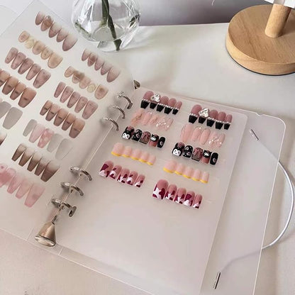 Press On Nail Organizer,Press On Nail Packaging,Removable Loose-Leaf Storage Book for Fake Nail,Nail Display (A5(9.05*7.08*1.37inch )