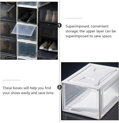 Luxshiny Sneaker Shoes Box with Clamshell Lid Large Stackable Shoe Storage Container for Men and Women for Closet and Home