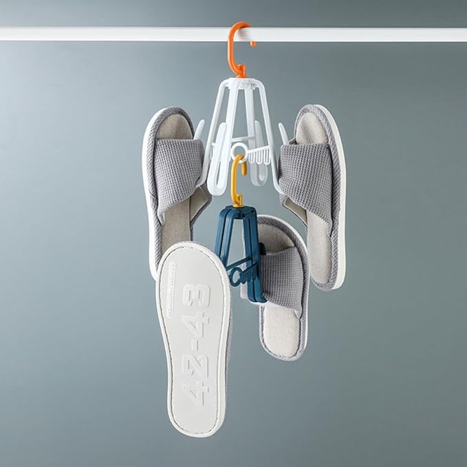 VOSAREA Windproof Hanging Shoe Organizer Hooks 3pcs Set Nordic Color Balcony Shoe Drying Rack 4 Hooks for Home and Insole Clip