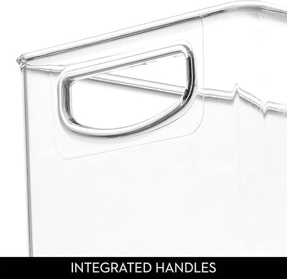 iDesign Plastic Stackable Pantry Bin with Handles for Cabinets or Fridge, Clear, Made in USA