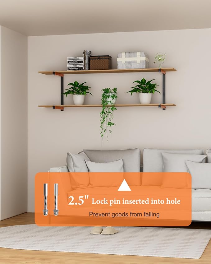 Lumber Storage Rack Wall-Mounted Lumber Racks Heavy Duty Wood Storage Rack with 6-Level Holds Up 720 LBS Sturdy Folding Garage Wood Organizer Orange Shelving Metal Shelf for Indoor & Outdoor- 4 Pack