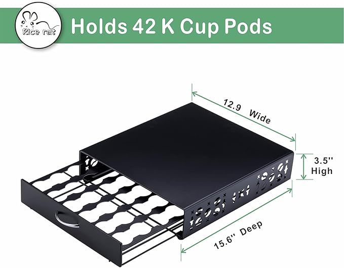 K Cup Pod Holde iron Top Drawer,Coffee Pod Holder Capsule Display Storage compatibility 42 k cup (Black)
