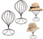 Mydio 2 Pieces Modern Metal Hat Stands Durable Stable Metal-Hat Cap Rack Wigs Holder, Metale (Brown)