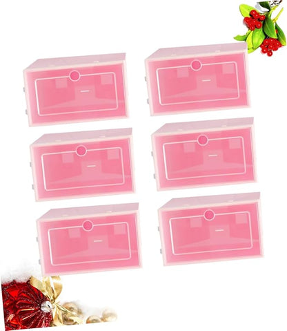 Happyyami 6pcs Plastic Storage Boxes for Shoes Stackable Tidy Shoe Organizer for Home Closet Office