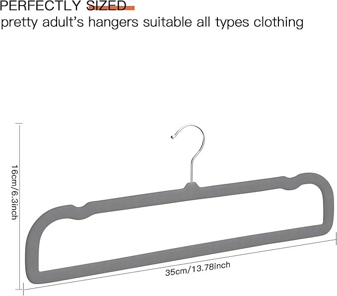 Gray Velvet Hangers 20 Pack, Slim Space Saving Pants Hangers for Closet Organizer, Rotating Hook, Non Slip Clothes Felt Hanger Heavy Duty for Tank Top, Jean Perchas, Camisole, Kids' Clothes