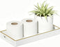 White Bathroom Vanity Tray for Countertop,Small Rectangular Plastic Tray for Toilet Tank,Multi-Purpose Bathroom Organizer for Makeup,Perfumes,Jewelry,Candles & Keys