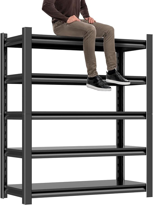 Hzdbhd Garage Shelving Unit Rustproof 78" H 3000lbs Heavy Duty Storage Shelves Easy Assembly 5 Tier Adjustable Metal Steel Utility Shelf Rack for Tools, Basement, Warehouse