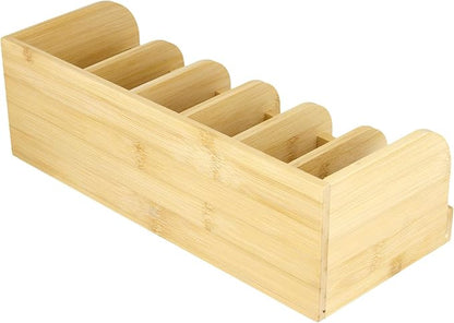 SINJEUN 2 PCS Bamboo Belt Organizer, 6 Compartments Belt Storage Organizer for Closet and Drawer, Belt Display Box for Men Women