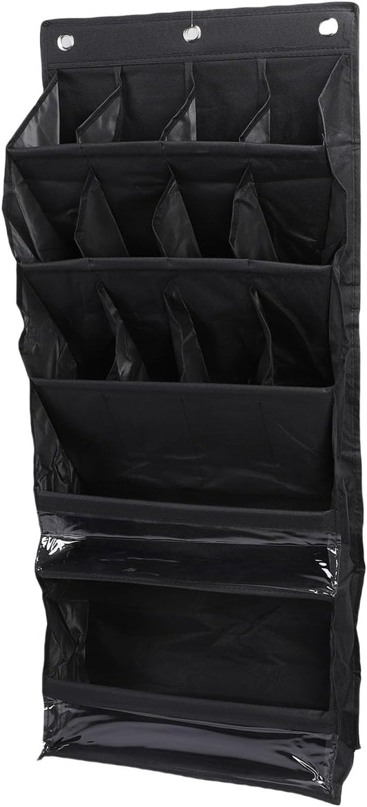 Shoe Organizer, Over The Door Shoe Bag, Reusable Breathable Large Mesh Bag, Large Hanging Shoe Rack with Reinforced Hooks for Closets, Bathrooms, Dorm Rooms, Entryways (Black)