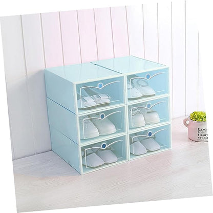 OSALADI 6PCS Stackable Transparent Shoes Box Thickened Plastic Shoe Storage Container S Green Organizer for Closet Entryway Under Bed for Easy and Space Saving