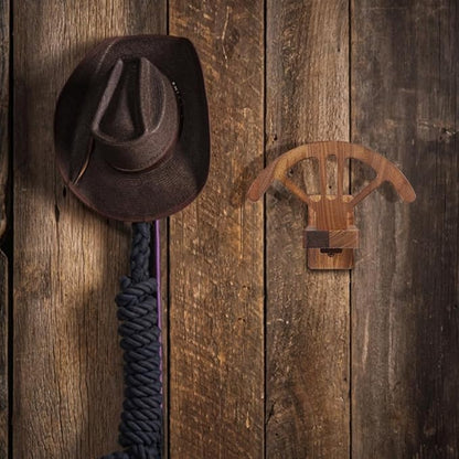 2 PCS Adjustable Cowboy Hat Rack Holder, Wooden Wall Mount Stand, Keep Original Shape of Hat with 4 Speed Adjustable Western Hat Display for Storage Fedoras Hats (Walnut)