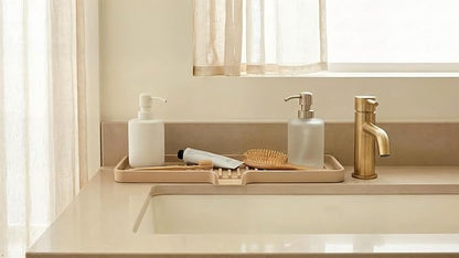 Silicone Soap Dish Tray and Sponge Holder with Drain Chute, Rectangular, Kitchen and Bathroom Sink Organizer (Smoky Blue, 12"x4")