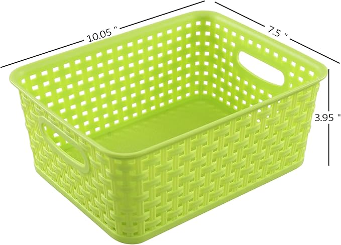Plastic Storage Woven Basket Bins, 6 Packs